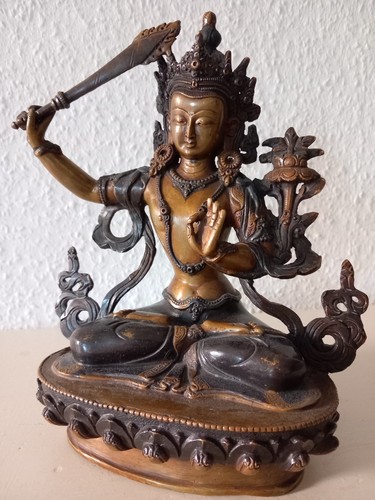 Manjushri bronze buddha statue - bronze,